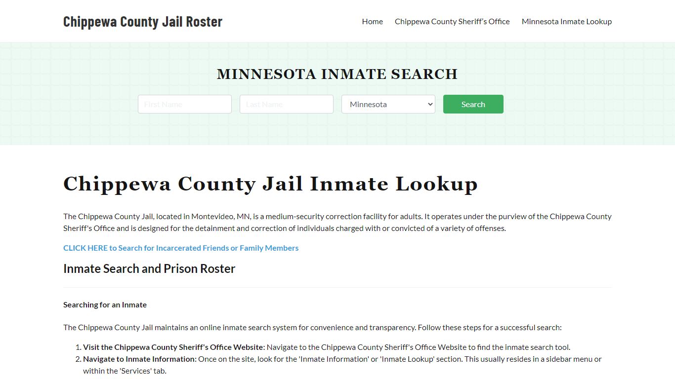 Chippewa County Jail Roster Lookup, MN, Inmate Search